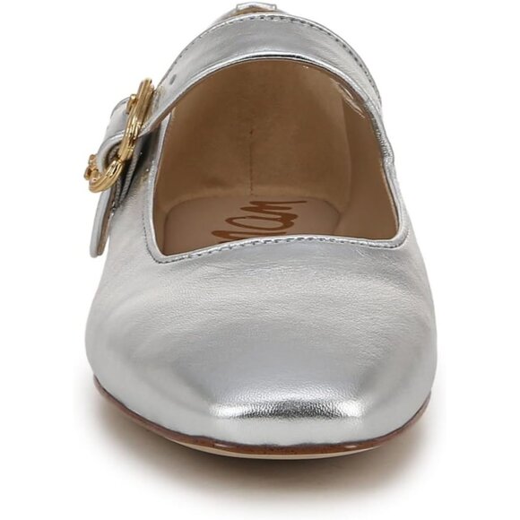 Sam Edelman Womens Soft Silver Leather Closed Pointed Toe  Mary Jane Flat Shoes - Picture 7 of 8